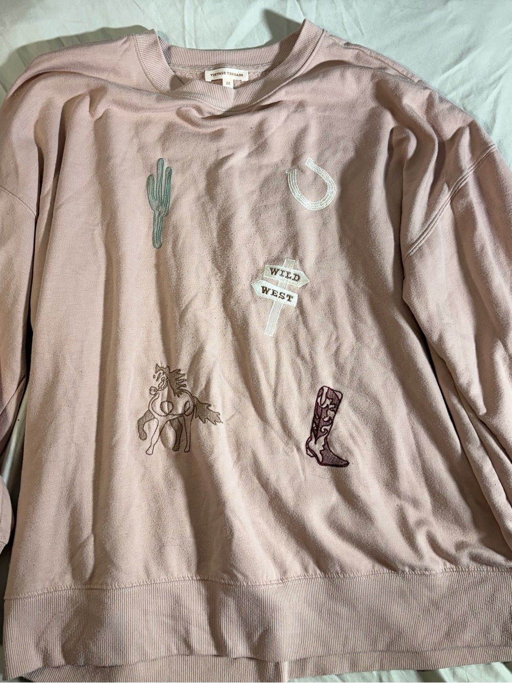 Vintage threads Women Pink Western Graphic Sweatshirt